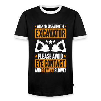 Excavator Driver Excavator Operator Heavy Equipment Operator - Men's Ringer Shirt - black/white - Front - AI Model Female 172 light (172cm) & AI Model Male 178 light (178cm)