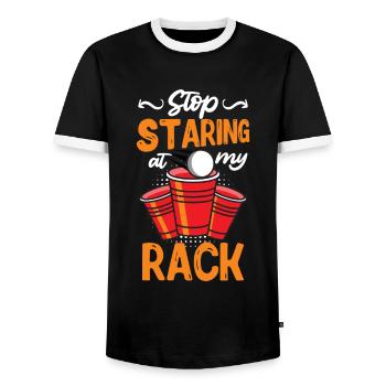Arrête de regarder mon rack Beer Pong Party Bier Pong - T-shirt contrasté Homme - noir/blanc - Devant - AI Model Female 172 light (172cm) & AI Model Male 178 light (178cm)
