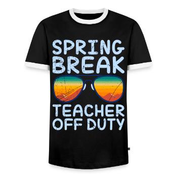 Enseignant de la semaine de relâche Enseignant en congé scolaire - T-shirt contrasté Homme - noir/blanc - Devant - AI Model Female 172 light (172cm) & AI Model Male 178 light (178cm)