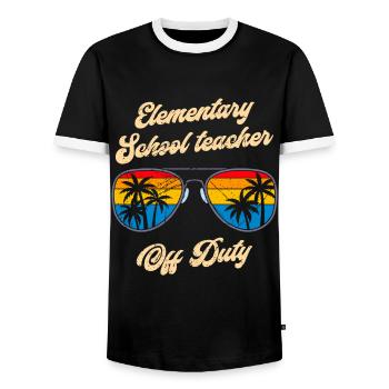 Classe d’école primaire de vacances Enseignant en congé Enseignant - T-shirt contrasté Homme - noir/blanc - Devant - AI Model Female 172 light (172cm) & AI Model Male 178 light (178cm)