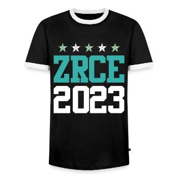 Zrce 2023 - T-shirt contrasté Homme - noir/blanc - Devant - AI Model Female 172 light (172cm) & AI Model Male 178 light (178cm)