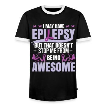 I May Have Epilepsy - Men's Ringer Shirt - black/white - Front - AI Model Female 172 light (172cm) & AI Model Male 178 light (178cm)