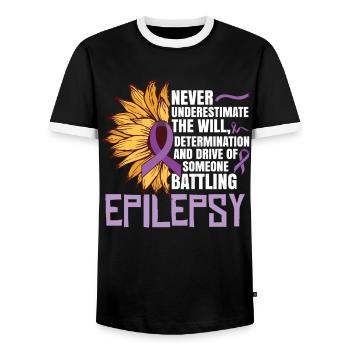 Epilepsy Warrior Women Awareness Month - Men's Ringer Shirt - black/white - Front - AI Model Female 172 light (172cm) & AI Model Male 178 light (178cm)