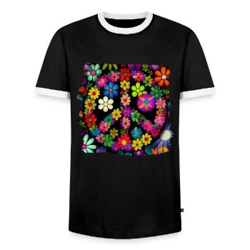 Hippie Festival Love Vintage Peace Sign - T-shirt contrasté Homme - noir/blanc - Devant - AI Model Female 172 light (172cm) & AI Model Male 178 light (178cm)