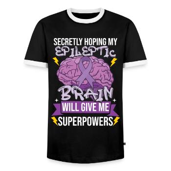 Epilepsy Awareness Month - Men's Ringer Shirt - black/white - Front - AI Model Female 172 light (172cm) & AI Model Male 178 light (178cm)