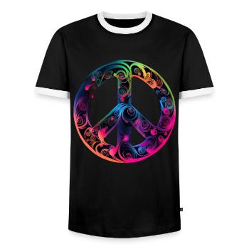 Hippie Festival Love Vintage Peace Sign - T-shirt contrasté Homme - noir/blanc - Devant - AI Model Female 172 light (172cm) & AI Model Male 178 light (178cm)