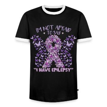 I Have Epilepsy - Men's Ringer Shirt - black/white - Front - AI Model Female 172 light (172cm) & AI Model Male 178 light (178cm)