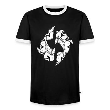 Zodiac sign Pisces symbol - Men's Ringer Shirt - black/white - Front - AI Model Female 172 light (172cm) & AI Model Male 178 light (178cm)