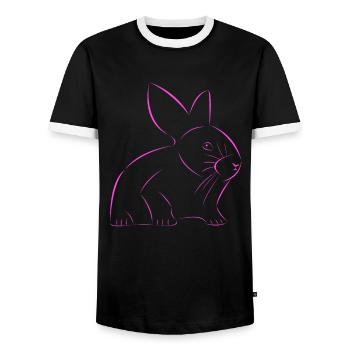 Hase gezeichnet - Männer Kontrast-T-Shirt - Schwarz/Weiß - Vorne - AI Model Female 172 light (172cm) & AI Model Male 178 light (178cm)