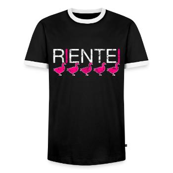 Rente - Männer Kontrast-T-Shirt - Schwarz/Weiß - Vorne - AI Model Female 172 light (172cm) & AI Model Male 178 light (178cm)