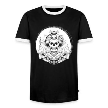 Geisha Totenschädel - Männer Kontrast-T-Shirt - Schwarz/Weiß - Vorne - AI Model Female 172 light (172cm) & AI Model Male 178 light (178cm)