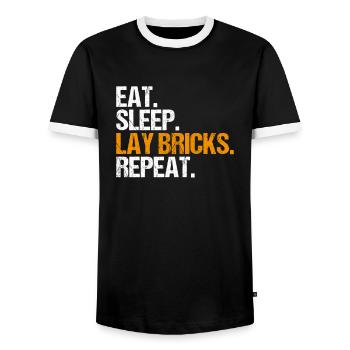 Master Masonry Masonry Bricklayer Mason - Men's Ringer Shirt - black/white - Front - AI Model Female 172 light (172cm) & AI Model Male 178 light (178cm)