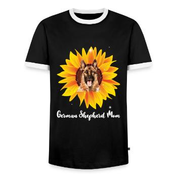 Deutsche Schäferhund Sonnenblumenmom - Männer Kontrast-T-Shirt - Schwarz/Weiß - Vorne - AI Model Female 172 light (172cm) & AI Model Male 178 light (178cm)