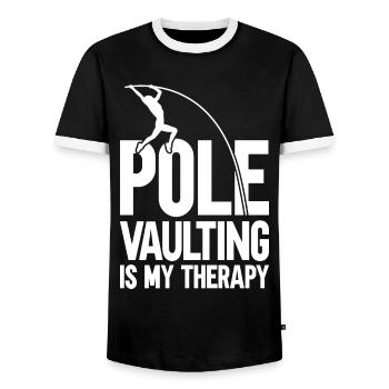 Le saut à la perche est ma thérapie pour l’athlète de saut à la perche - T-shirt contrasté Homme - noir/blanc - Devant - AI Model Female 172 light (172cm) & AI Model Male 178 light (178cm)