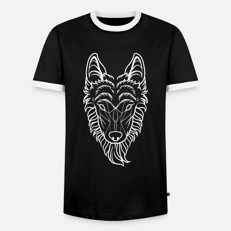 Wolf Geometric - Men's Ringer Shirt - black/white