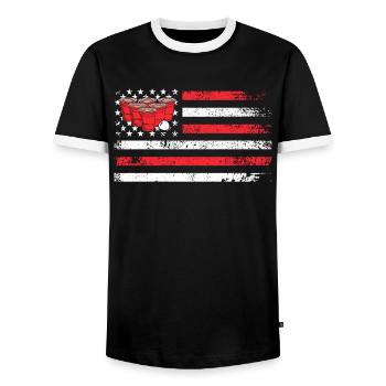 Stars and Stripes USA Beer Pong Bier Pong - Männer Kontrast-T-Shirt - Schwarz/Weiß - Vorne - AI Model Female 172 light (172cm) & AI Model Male 178 light (178cm)