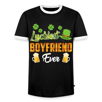 Luckiest Boyfriend ever St. Patrick's Day - Men's Ringer Shirt - black/white - Front - AI Model Female 172 light (172cm) & AI Model Male 178 light (178cm)