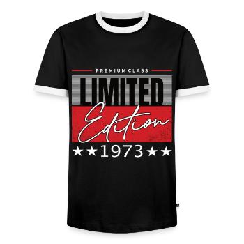 Édition limitée 1973 - T-shirt contrasté Homme - noir/blanc - Devant - AI Model Female 172 light (172cm) & AI Model Male 178 light (178cm)