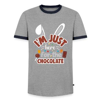 Joyeux lapin de Pâques drôle de jour de Pâques - T-shirt contrasté Homme - gris/marine  - Devant - AI Model Female 172 light (172cm) & AI Model Male 178 light (178cm)