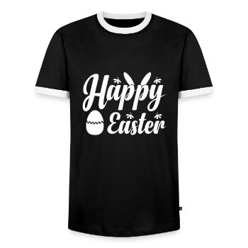 Happy Easter Rabbit Funny Easter Day - Men's Ringer Shirt - black/white - Front - AI Model Female 172 light (172cm) & AI Model Male 178 light (178cm)