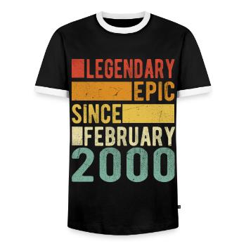 Birthday February 2000 Legendary Epic - Men's Ringer Shirt - black/white - Front - AI Model Female 172 light (172cm) & AI Model Male 178 light (178cm)