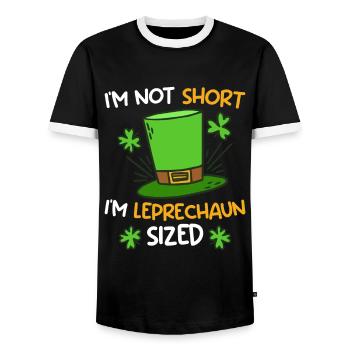 Leprechaun Size Little Friend St. Patrick's Day - Men's Ringer Shirt - black/white - Front - AI Model Female 172 light (172cm) & AI Model Male 178 light (178cm)