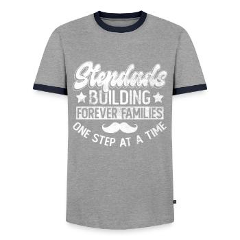 Stiefvater Vatertag Stiefpapa Geschenk Spruch - Männer Kontrast-T-Shirt - Grau/Navy  - Vorne - AI Model Female 172 light (172cm) & AI Model Male 178 light (178cm)
