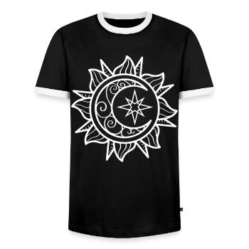 Soleil et Lune esthétiques bohèmes - T-shirt contrasté Homme - noir/blanc - Devant - AI Model Female 172 light (172cm) & AI Model Male 178 light (178cm)