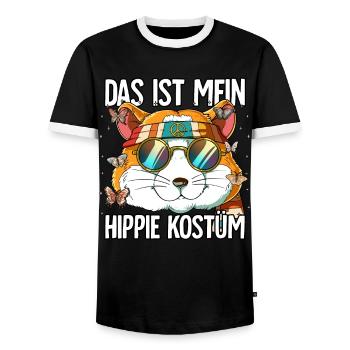 Das Ist Mein Hippie Kostüm 60er 70er Jahre Kostüm - Männer Kontrast-T-Shirt - Schwarz/Weiß - Vorne - AI Model Female 172 light (172cm) & AI Model Male 178 light (178cm)