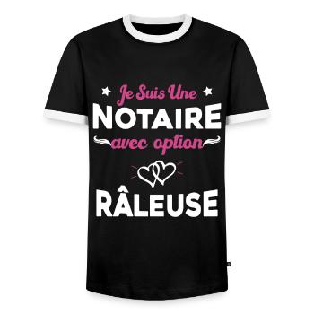 Femme je suis une notaire avec option râleuse - T-shirt contrasté Homme - noir/blanc - Devant - AI Model Female 172 light (172cm) & AI Model Male 178 light (178cm)