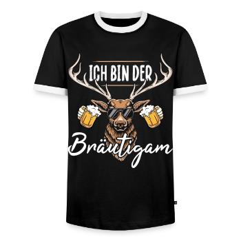 Männer JGA Bräutigam Polterabend T-Shirt Poltern - Männer Kontrast-T-Shirt - Schwarz/Weiß - Vorne - AI Model Female 172 light (172cm) & AI Model Male 178 light (178cm)