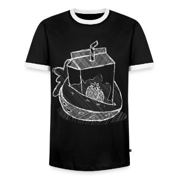 Art Academia Aesthetic Kawaii Strawberry Milk - Männer Kontrast-T-Shirt - Schwarz/Weiß - Vorne - AI Model Female 172 light (172cm) & AI Model Male 178 light (178cm)
