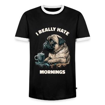 Ich Hasse Den Morgen Wirklich! Mops Hund - - Männer Kontrast-T-Shirt - Schwarz/Weiß - Vorne - AI Model Female 172 light (172cm) & AI Model Male 178 light (178cm)
