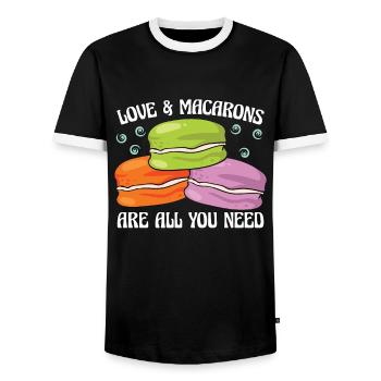 Macaron Love et Macarons sont tout ce dont vous avez besoin de cuisson - T-shirt contrasté Homme - noir/blanc - Devant - AI Model Female 172 light (172cm) & AI Model Male 178 light (178cm)