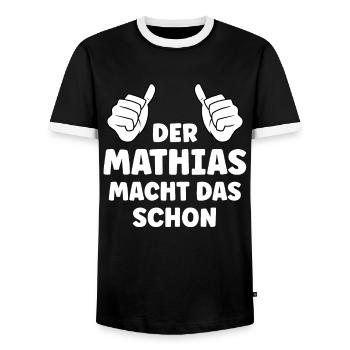 Mathias Lustiger Spruch Vorname Name Mathias - Männer Kontrast-T-Shirt - Schwarz/Weiß - Vorne - AI Model Female 172 light (172cm) & AI Model Male 178 light (178cm)