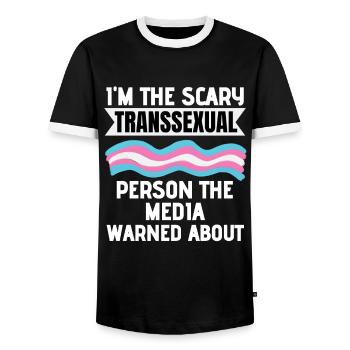 Transgender LGBT Lustiges Geschenk Transsexuell - Männer Kontrast-T-Shirt - Schwarz/Weiß - Vorne - AI Model Female 172 light (172cm) & AI Model Male 178 light (178cm)