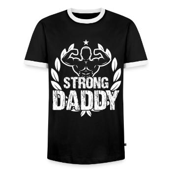 Strongman Strong Daddy Gym Fitness Bodybuilding - Men's Ringer Shirt - black/white - Front - AI Model Female 172 light (172cm) & AI Model Male 178 light (178cm)