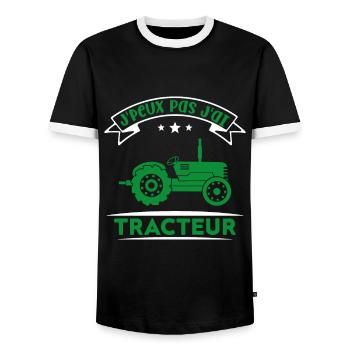J'peux pas j'ai tracteur - T-shirt contrasté Homme - noir/blanc - Devant - AI Model Female 172 light (172cm) & AI Model Male 178 light (178cm)