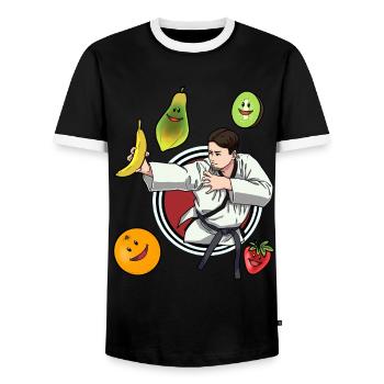 Self-Defense Vitamins Fruit Judo Fruit Victory - Men's Ringer Shirt - black/white - Front - AI Model Female 172 light (172cm) & AI Model Male 178 light (178cm)