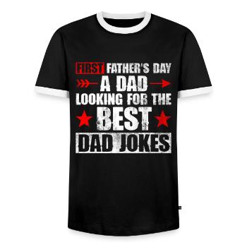 Erster Vatertag Papa Erstes Mal Papa Geschenk - Männer Kontrast-T-Shirt - Schwarz/Weiß - Vorne - AI Model Female 172 light (172cm) & AI Model Male 178 light (178cm)