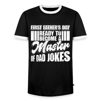 Erster Vatertag Papa Erstes Mal Papa Geschenk - Männer Kontrast-T-Shirt - Schwarz/Weiß - Vorne - AI Model Female 172 light (172cm) & AI Model Male 178 light (178cm)