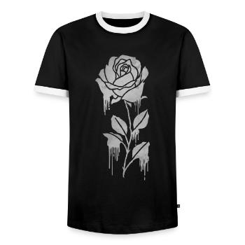 Finnish Goth Aesthetic Gothic Rose Drip Goth - Männer Kontrast-T-Shirt - Schwarz/Weiß - Vorne - AI Model Female 172 light (172cm) & AI Model Male 178 light (178cm)
