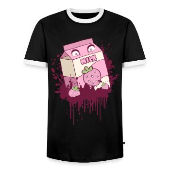 Finnish Goth Aesthetic Gothic Strawberry Milk Drip - Männer Kontrast-T-Shirt - Schwarz/Weiß - Vorne - AI Model Female 172 light (172cm) & AI Model Male 178 light (178cm)