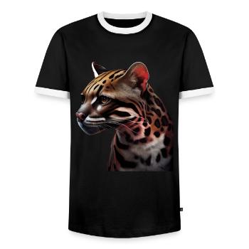 just a boy girl who loves Ocelots Ocelot ocelot ocelot - Men's Ringer Shirt - black/white - Front - AI Model Female 172 light (172cm) & AI Model Male 178 light (178cm)