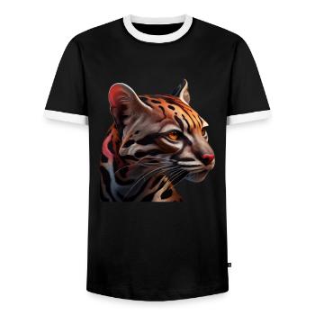 just a boy girl who loves Ocelots Ocelot ocelot ocelot - Men's Ringer Shirt - black/white - Front - AI Model Female 172 light (172cm) & AI Model Male 178 light (178cm)