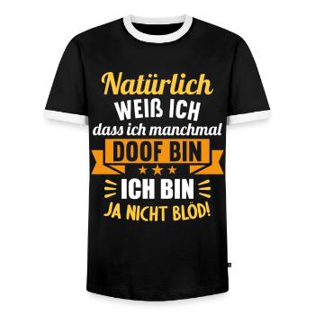 Natürlich weiß ich dass ich manchmal doof bin - Männer Kontrast-T-Shirt - Schwarz/Weiß - Vorne - AI Model Female 172 light (172cm) & AI Model Male 178 light (178cm)