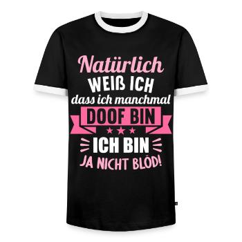 Natürlich weiß ich dass ich manchmal doof bin - Männer Kontrast-T-Shirt - Schwarz/Weiß - Vorne - AI Model Female 172 light (172cm) & AI Model Male 178 light (178cm)