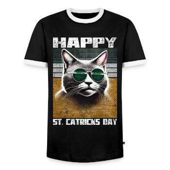 Bonne Saint-Catricks Chat gris Saint Patrick - T-shirt contrasté Homme - noir/blanc - Devant - AI Model Female 172 light (172cm) & AI Model Male 178 light (178cm)