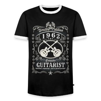 Vintage 1962 Guitariste Cadeau d’anniversaire Hobby - T-shirt contrasté Homme - noir/blanc - Devant - AI Model Female 172 light (172cm) & AI Model Male 178 light (178cm)