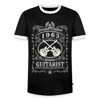 Vintage 1963 Guitariste Cadeau d’anniversaire Hobby - T-shirt contrasté Homme - noir/blanc - Devant - AI Model Female 172 light (172cm) & AI Model Male 178 light (178cm)